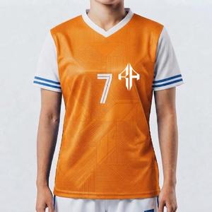 เสื้อฟุตบอลพิมพ์ลายแบบซับลิเมชั่นคุณภาพสูงพร้อมโลโก้สีขาว ผลิตจากโพลีเอสเตอร์ 100% ทรงปกติ แบบสวมหัว สำหรับผู้หญิง - Product Image 1