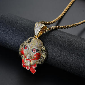 Pendentif Masque Hip Hop en Argent 925 Plaqué Rhodium avec Émail Rouge et Micro-Incrustation de Cristal, Charme Unisexe pour Usage Quotidien, en Vente - Product Image 5