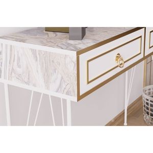 Consolle Ardeno con Gambe in Metallo e Base in Legno, Elegante Tavolo Consolle per Arredamento Casa - Product Image 3