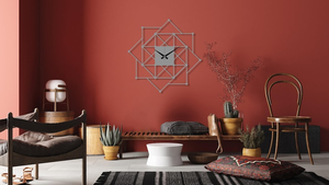 Horloge murale géométrique moderne en métal, horloge carrée 3D abstraite, horloge design noire, art mural décoratif contemporain pour salon, bureau - Product Image 6