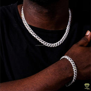 VVS Moissanite Diamond <b>Iced</b> <b>Out</b> Hip Hop <b>Chain</b> 925 Sterling Silver Bling Necklace for Men & Women - Product Image 2