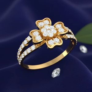 Nouvelle conception de bague de mariage pour femme avec motif de fleurs dorées et diamants - Product Image 1