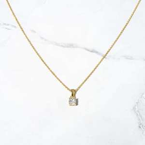 Collar de Compromiso de Lujo con Certificado IGI, 1 Ct, Chapado en Oro Amarillo de 14K, Diamante VVS Cultivado en Laboratorio CVD, Corte Brillante, Color - Product Image 3
