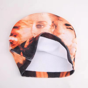 Acrylic No Cuff Beanies With Custom Logo Men Beanie Manufacturer Knitted Jacquard characters logos on <b>winter</b> <b>caps</b> - Product Image 3