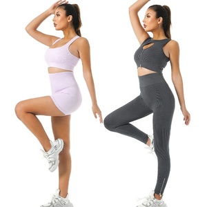 Ropa Deportiva Sólida al por Mayor para Mujer, Conjunto de Gimnasio, Traje Deportivo, Levanta Glúteos, Secado Rápido, Transpirable, Conjuntos de Yoga - Product Image 3