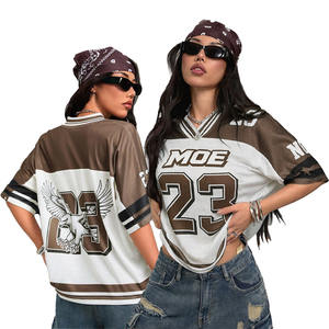 Camiseta Deportiva Retro Personalizada de Malla Marrón, Transpirable, de Poliéster, Estilo Casual Urbano, Unisex, Camiseta de Fútbol Americano, Proveedor OEM - Product Image 4
