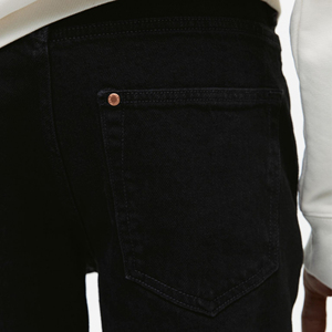 Pantalones Vaqueros de Mezclilla Negros para Hombre, Corte Recto, Cintura Media, Algodón, Estilo Casual, Lavado Regular, Estilo Invernal, Color Sólido, Ecológicos - Product Image 4