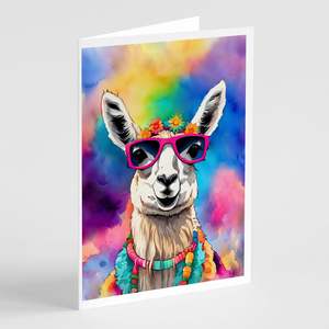 Whimsical A7 Tamaño 5x7 Nuevo Hippie Animal Llama Tarjetas de notas en blanco Paquete de 8 con sobres Tarjetas de felicitación - Product Image 1