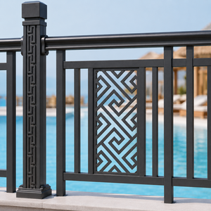 Panneau de clôture extérieur décoratif en métal noir, design grec, pour balcon, villa, piscine, terrasse, garde-corps de sécurité, usage domestique moderne - Product Image 6