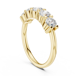 Anillo de compromiso y boda de cinco piedras con diamante cultivado en laboratorio, corte brillante redondo, VVS VS DEF, oro macizo de 14K, HPHT CVD - Product Image 4