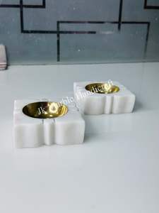 Handmade White Indian Marble Brass Diya Custom Designed Religious Resin Candle Holder for Home Office Incense <b>Diffuser</b> - Product Image 2