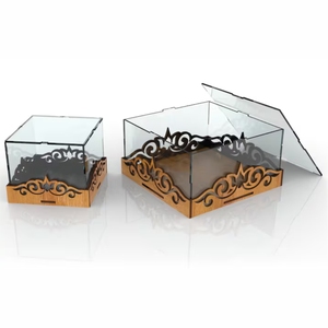 Luxury Laser Cut Wood Acrylic <b>Gift</b> Box Square Clear Flower Candy Packaging Box Custom Logo <b>Wedding</b> Jewelry Display Case Storage - Product Image 5