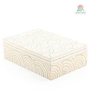 Boîte à bijoux rectangulaire Nhat Minh avec incrustation de nacre et couvercle, motif floral vert, conteneur de rangement - Product Image 2