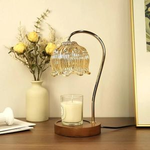 Dimmable Gold Candle Warmer Lamp with <b>Timer</b> Unique Home Decor and Womens Gifts for Christmas Birthday 4Bulbs Flower Design - Product Image 1