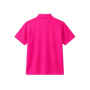 เสื้อโปโลแขนสั้นสีชมพูสดสำหรับผู้หญิง เสื้อลำลองผ้าคอตตอนผสมเรียบง่ายสำหรับฤดูร้อน เสื้อพื้นฐานคอปกพับได้ ผลิตโดยโรงงานผลิตเสื้อผ้า - Product Image 2