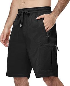 Shorts décontractés d'été pour hommes en polyester tissé extensible, taille mi-haute, avec fermeture boutonnée, logo personnalisé, anti-humidité, couleur unie - Product Image 1