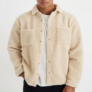 Custom Logo Men's Polar Fleece Jacket <b>Thick</b> Plush <b>Cardigan</b> Windproof Warm Loose Fit Solid Button Casual Winter Outdoor Jacket - Product Image 4