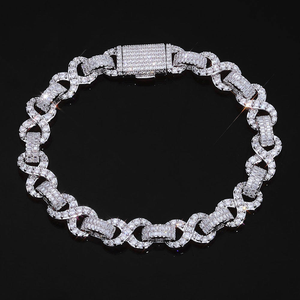 Mens 925 Silver Moissanite <b>Infinity</b> Link <b>Bracelet</b> Iced Baguette Stone Luxury Statement Jewellery For Men - Product Image 6