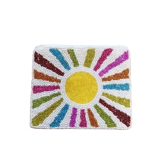 Boho Sunshine กระเป๋าลูกปัด, กระเป๋าคลัทช์มีซิปสีรุ้งของขวัญงานแฮนด์เมดกระเป๋าใส่เหรียญฤดูร้อนกระเป๋าสตางค์สีสันสดใส - Product Image 1