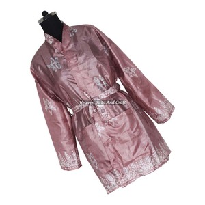 KS012 Kimono Corto de Seda Vintage para Mujer, Estampado Floral Colorido, Estilo Boho, para la Playa, Vacaciones, Salidas - Product Image 2