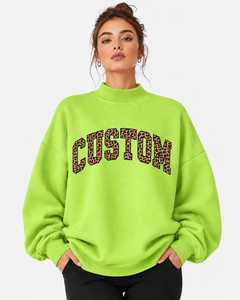 เสื้อสเวตเชิ้ตผู้หญิงแบบคอเต่า ทรงโอเวอร์ไซส์ ลายเรียบ ออกแบบตามสั่ง OEM สำหรับฤดูใบไม้ร่วงและฤดูหนาว มีโลโก้ด้านหน้า ผ้าฟลีซ ทรงปกติ - Product Image 1