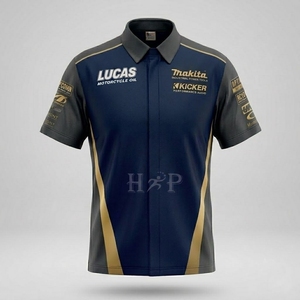 Camisas de mecánico automotriz profesional con logotipo personalizado, uniforme de trabajo con botones, manga corta, camisa de carreras F1, ropa de servicio para técnicos - Product Image 4