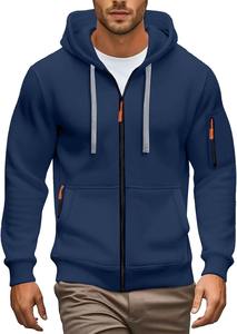 Sudadera con capucha para hombre de alta calidad, extragrande, gruesa, con cremallera, estilo vintage, efecto desgastado por el sol, con lavado ácido. - Product Image 2