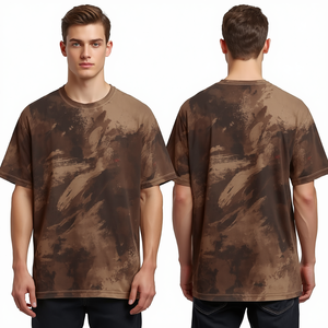 Camiseta Gráfica Oversize de Algodón Pesado para Hombre, Diseño Exclusivo con Hombros Caídos, Lavado Ácido Marrón, Venta al por Mayor - Product Image 3