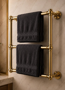 Wholesale Luxury 2 Tier Golden Metal Wall Mounted Towel Rack For Bathroom Hotel And Guest Room Durable Stylish Bathroom Storage - Product Image 3