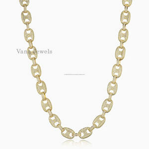 Elégant collier en argent sterling 925 plaqué or 12mm 46cm 18 pouces de haut polonais unisexe Hip Hop Streetwear Moissanite Style Jewelry - Product Image 1