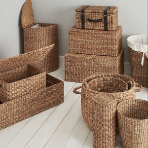 Best Seller High Quality Large Handwoven Water Hyacinth Storage <b>Basket</b> Sustainable Home <b>Laundry</b> Clothes <b>Basket</b> Handmade High-End - Product Image 6