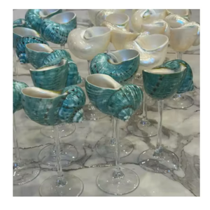 HANDMADE NATURAL SNAIL SHELL <b>CUP</b> | UNIQUE HEART MARBLE DESIGN | <b>REUSABLE</b> SEASHELL DRINKWARE | COASTAL WEDDING PARTY - Product Image 3