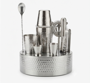Ensemble d'outils de bar dorés pour fêtes, avec support en bois, shaker à cocktails, passoire, doseur, muddler pour la préparation de cocktails - Product Image 4