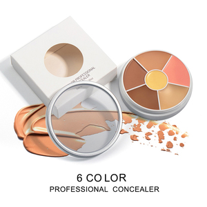 Palette de correcteur de teint en crème en boîte ronde de 6 couleurs, palette de contour et d'illuminateur professionnelle à longue tenue pour corriger les imperfections - Product Image 2