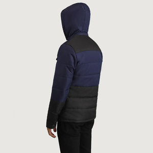 Chaqueta acolchada con capucha para hombre, color verde oliva, con bloques de color, a prueba de viento, con bolsillos con cremallera, gruesa, para invierno - Product Image 6