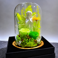 Fleur Éternelle Sous Cloche en Verre Faite à la Main, Figurine d'Ange, Rose Éternelle, Cadeaux de Noël, Saint-Valentin, Fête des Mères, Remise de Diplôme, Nouvel An, Décoration Maison