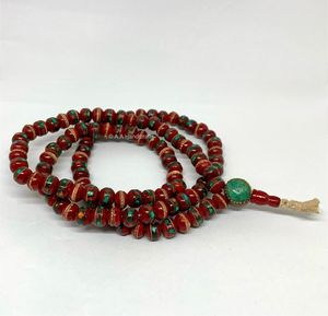 Mala de méditation et de prière en perles rondes blanches tie-dye - Product Image 2