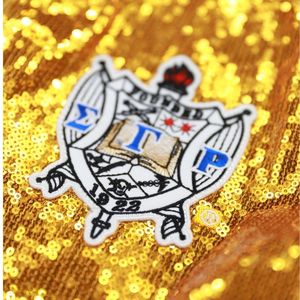 เสื้อแจ็คเก็ตปักเลื่อมสีทอง Sigma Gamma Rho สำหรับทุกเพศ เสื้อผ้าชมรมกรีก ประดับประกายวิบวับ แจ็คเก็ตแฟชั่นพรีเมียมสำหรับงานปาร์ตี้ สั่งทำได้ - Product Image 4