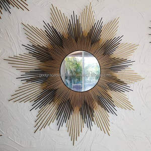 Incassable salon décor mur artisanat décoratif mur rotin miroir pour la maison miroir acrylique Vintage Antique mur miroir - Product Image 3