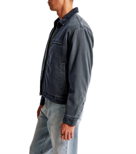 Chaqueta de Mezclilla Personalizada con Cierre, Color Sólido, Algodón Recubierto, Lavada, Transpirable, Ecológica, con Bolsillo Frontal, Estilo Urbano para Hombre - Product Image 6