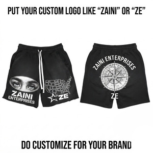 Premium 300 GSM <b>Woven</b> Solid Anti-Wrinkle Breathable Board <b>Shorts</b> Custom Printed Logo Black Oversized Streetwear - Product Image 1