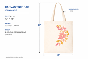 Bolsa de Mano de Lona de Algodón Premium de 300 g/m², con Estampado Floral, Asa Larga, Ecológica, Reutilizable, para Compras, con Logotipo Personalizado, Duradera - Product Image 2