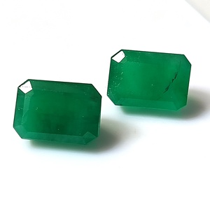 Émeraude naturelle zambienne de 11,70 carats, vert émeraude, pierre précieuse en vrac, taille émeraude, facettée, ensemble de 2 pièces pour la fabrication de bijoux, pierres précieuses saphir - Product Image 2