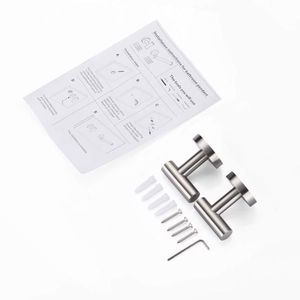 Porte-serviettes mural moderne en acier inoxydable SUS 304, finition nickel brossé, pour peignoirs, manteaux, vêtements et serviettes de douche - Product Image 6