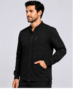 Blouse Médicale Premium pour Homme, Veste de Travail Zippée à Manches Longues, Uniforme d'Hôpital Coupe Athlétique Moderne, Tenue d'Infirmier OEM ODM - Product Image 6