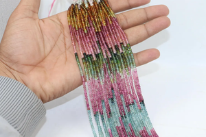 Perles rondes facettées en tourmaline naturelle de qualité supérieure, 3,5-4 mm, 14 pouces, pour la fabrication de bijoux minimalistes - Product Image 3