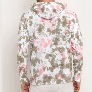 Sweat-shirt à capuche en molleton tie-dye pour homme, coupe oversize, décontracté, tricoté, rose, beige, blanc, motif, style hiver, éco-responsable - Product Image 4