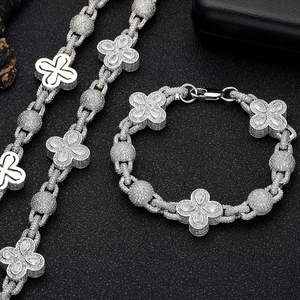 Fashion New Four Leaf Clover Ball <b>Bead</b> <b>Necklace</b> Hiphop Customize 925 Silver VVS Moissanite <b>Bead</b> Rope Chain Bezel Setting - Product Image 4