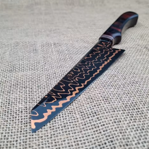 Couteau de cuisine LEGACY BLADES, artisanal de luxe, en acier damas cuivré, manche ergonomique en bois, ambidextre, couteau professionnel moderne - Product Image 4
