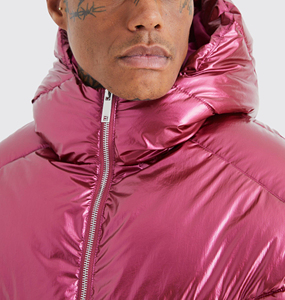Rainbow Touches Custom <b>Winter</b> Shiny Hooded Metallic Bubble Puffer <b>Jacket</b> Men - Product Image 6